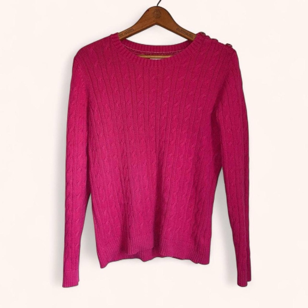 Charter Club Hot Pink Chunky Cable Knit Sweater with Button Detailing